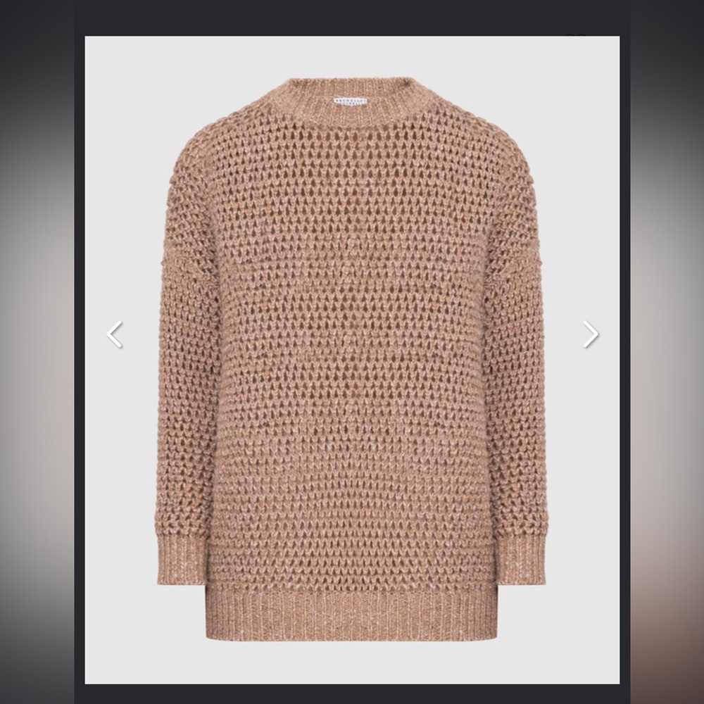 BRUBELLO CUCINELLI CASHMERE WOOL DARK BEIGE SWEATER